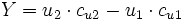  Y = u_2 \cdot c_{u2} - u_1 \cdot c_{u1} 