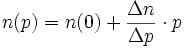 n(p) = n(0) + \frac{\Delta n}{\Delta p}\cdot p 