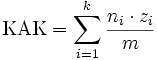 \mathrm{KAK} = \sum_{i=1}^k \frac{n_i \cdot z_i}{m}